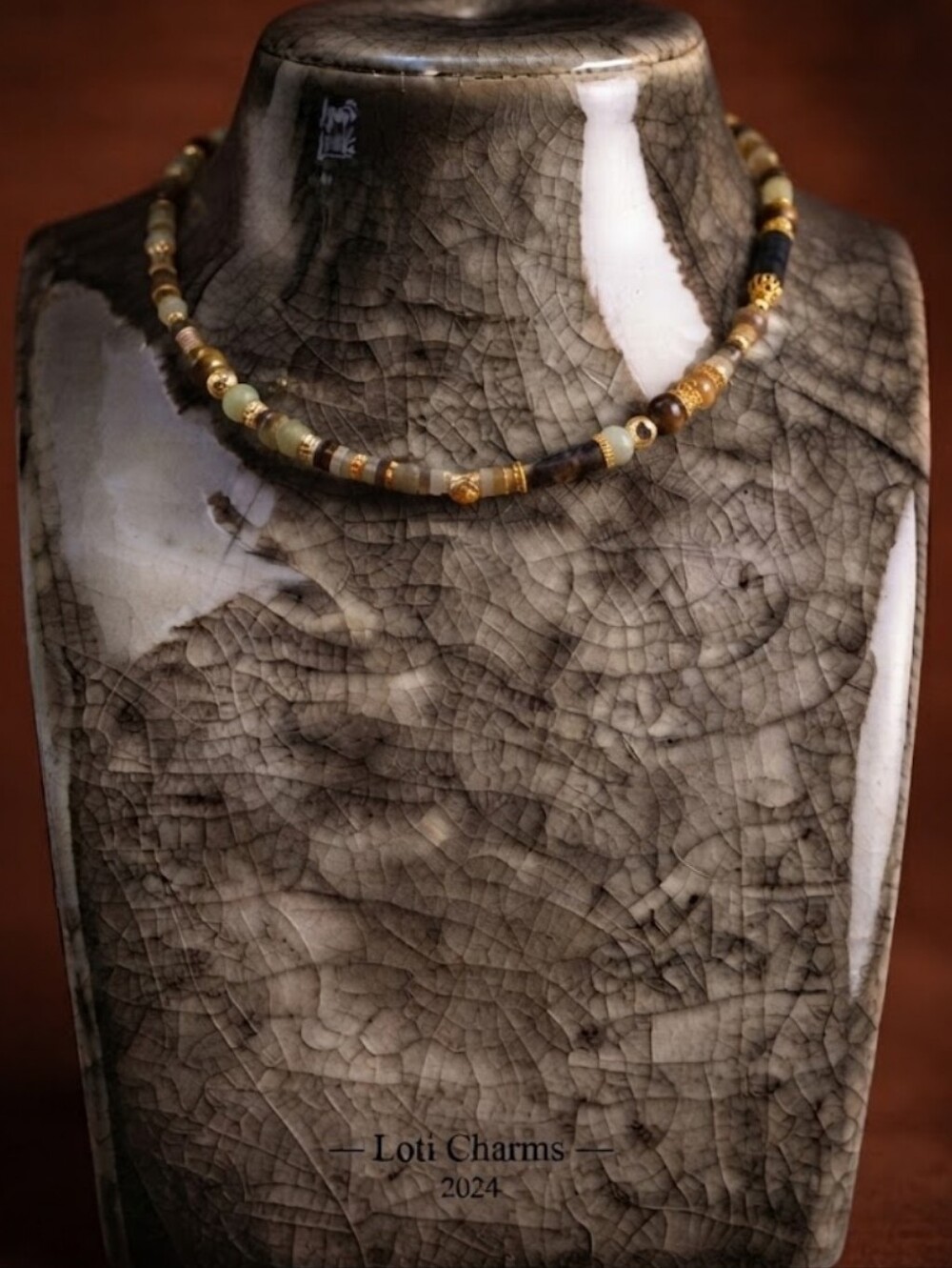 Ancient Jade Yellow In Handmade Artisan Dainty & Feminine Necklace / Choker